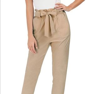 Cropped paper bag waist pants